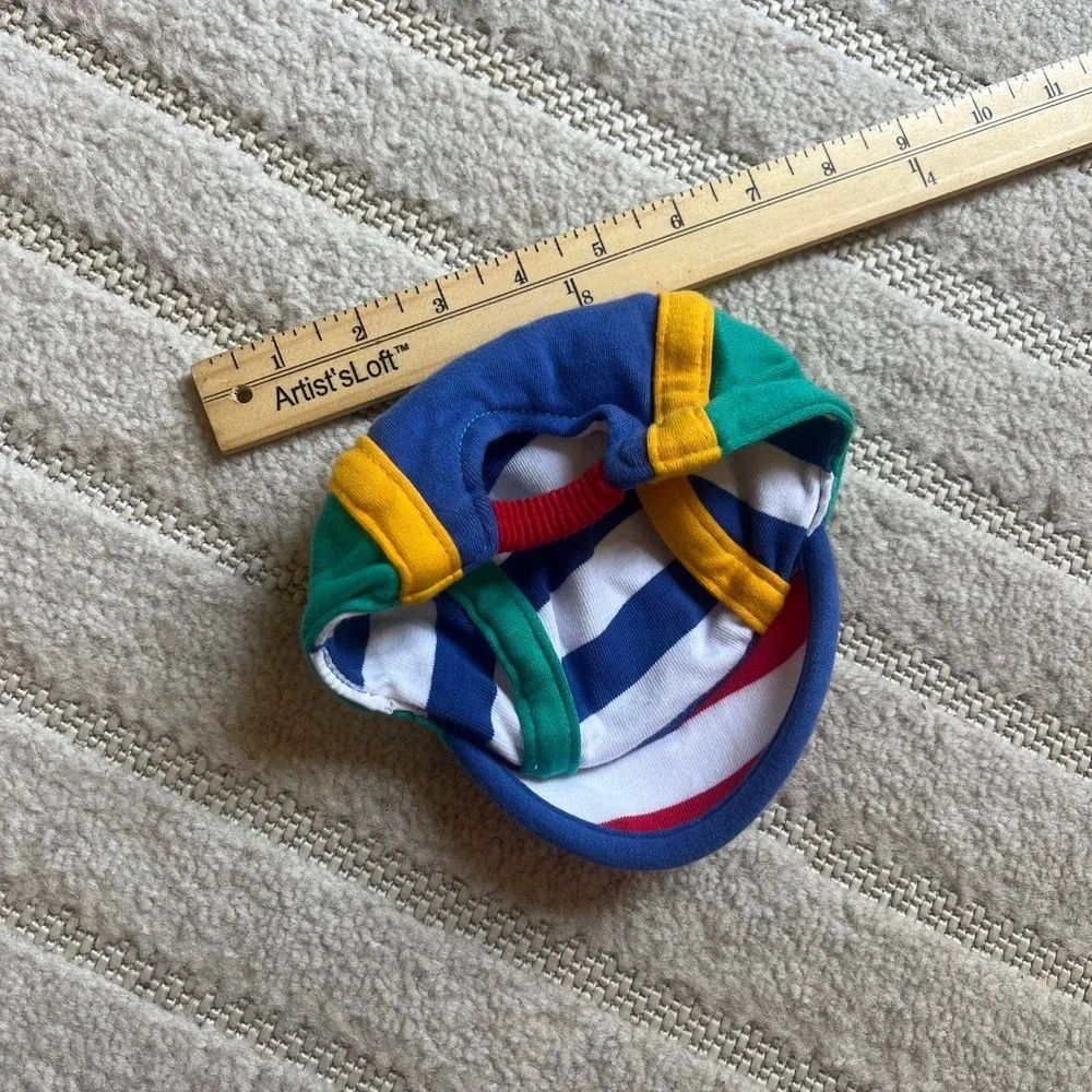 VTG Color Block striped baby hat Convertible Retro Kidcore Summer Vacation